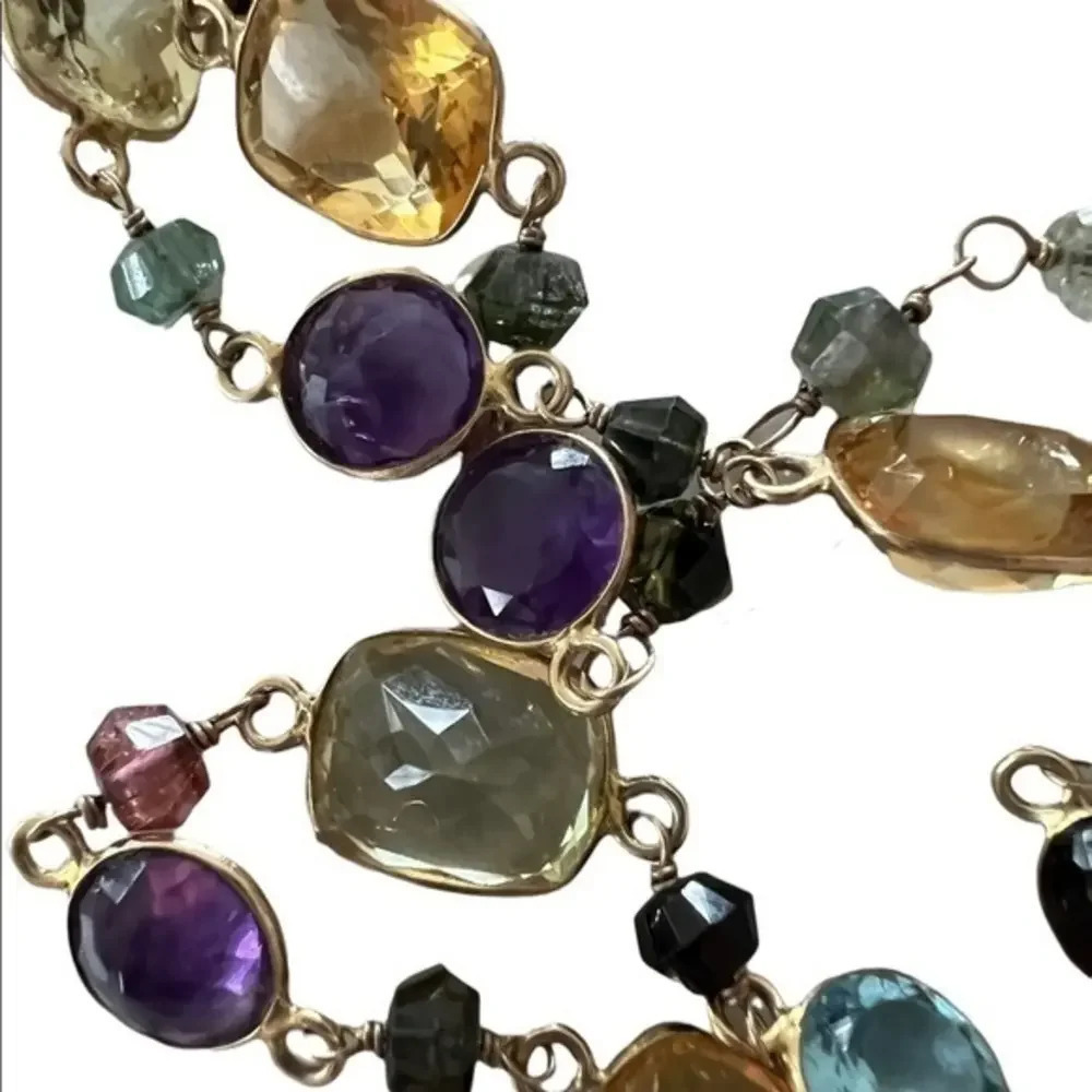 COLOMBIAN Emeralds‎ Multi-Gemstone 14K 20 Inch Necklace Certificate